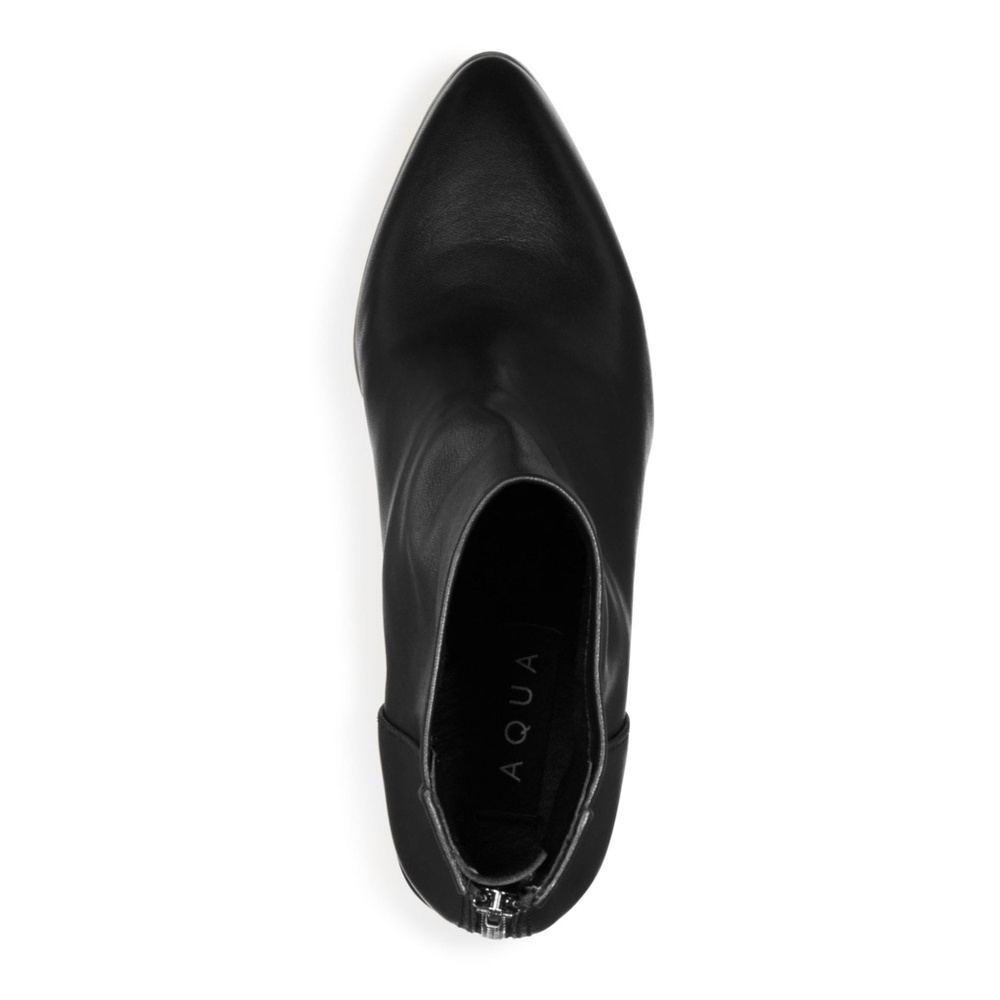4️⃣0️⃣Aqua Black Leather Dante Pointed Toe Booties - Picture 4 of 8